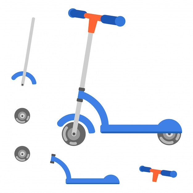 Parti di illustrazione vettoriale scooter