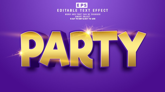 Party 3d Editable Text Effect Vector With Background