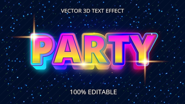 Party 3d text effect creative design