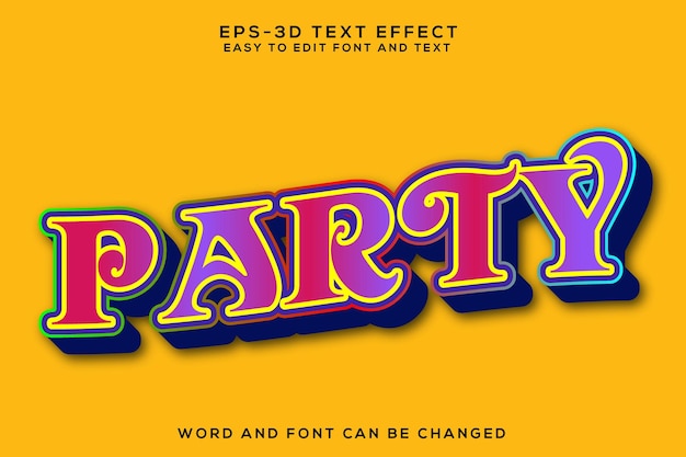 Vector party 3d text effect