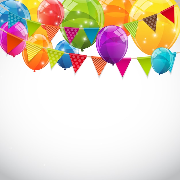 Vector party background with flags and balloons