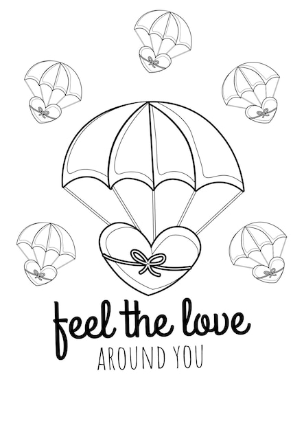 Party Balloon Act of Love Valentine Coloring Pages for Kids and Adult