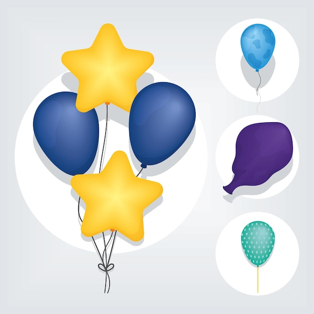 Party balloons icon set