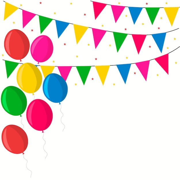 Vector party banners with flags and ballons