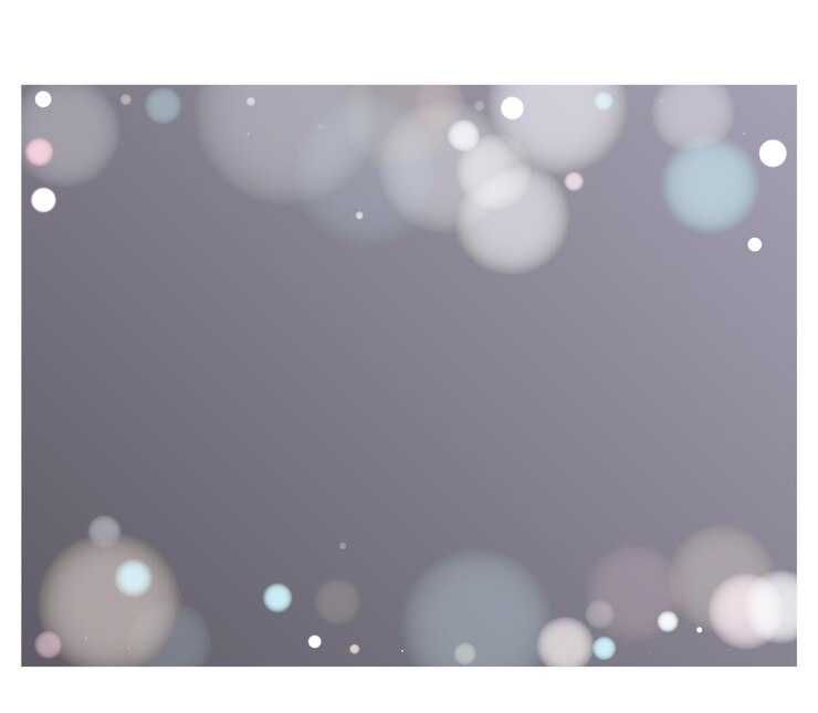 Vector party blurred bokeh lights confetti illustration. pink blue white abstract snowflakes over gray back