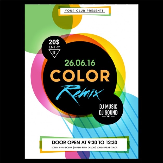 Vector party brochure with colorful circles