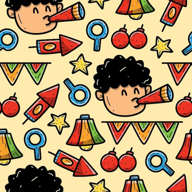 Party cartoon doodle seamless pattern