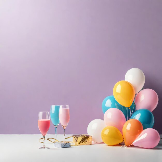 Vector party celebration background champagne and colorful balloons party celebration background ch