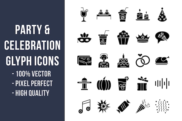 Party and Celebration Glyph Icons