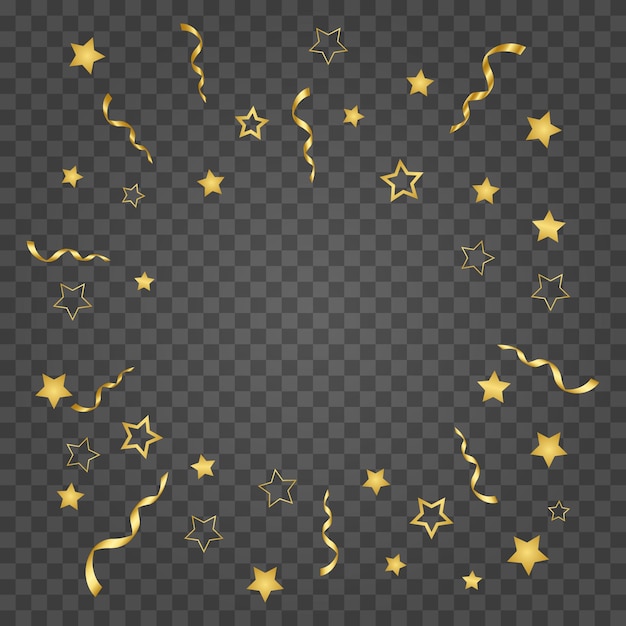 Vector party or celebration golden confetti stars background isolated