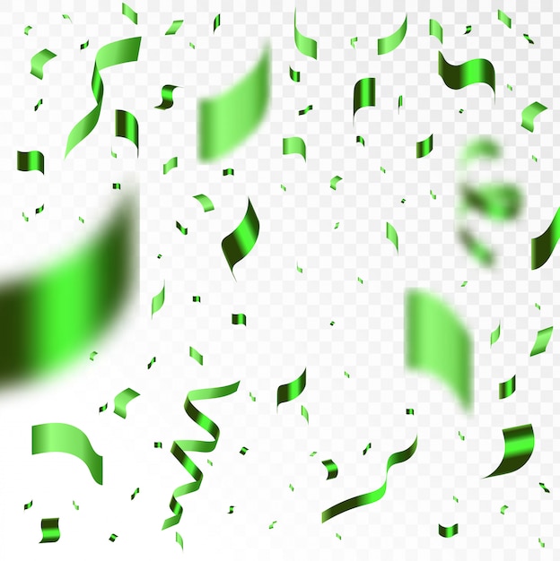 Vector party celebration green confetti. green confetti background. falling festive decoration