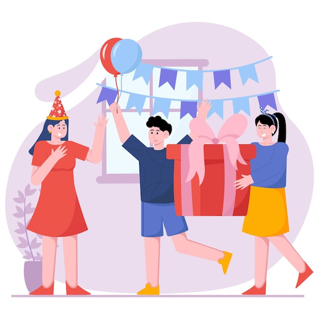 Вектор Празднование вечеринки illustration_сюрприз для празднования дня рождения