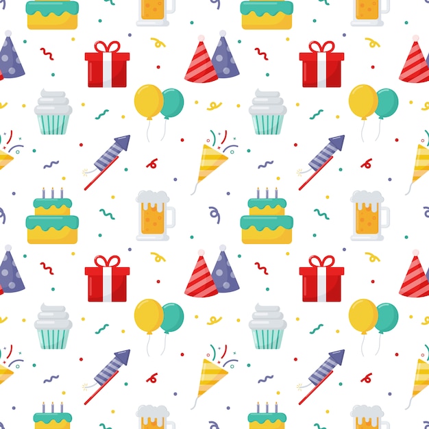 Vector party celebration seamless pattern.