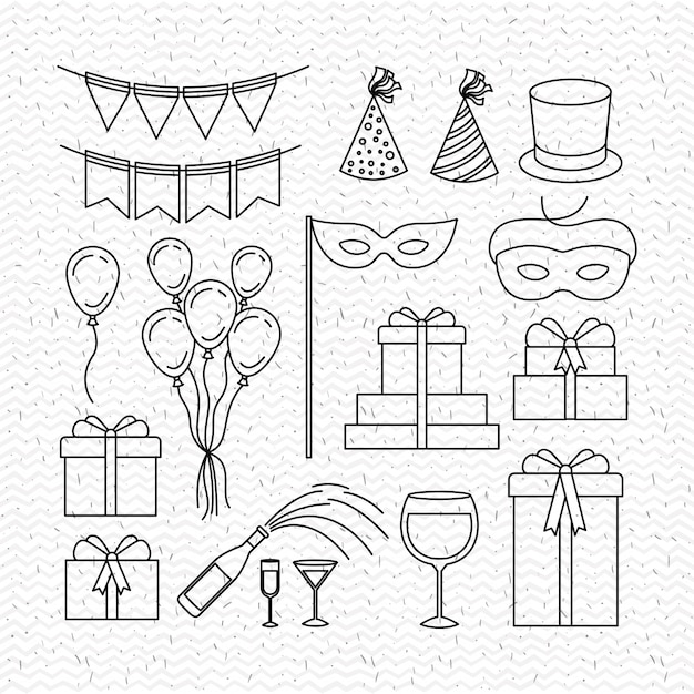 Party celebration set icons