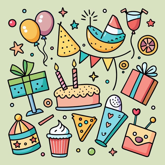 Vector party and celebration vector icon set creative design