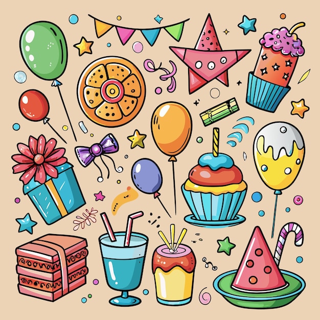 Vector party and celebration vector icons trendy design