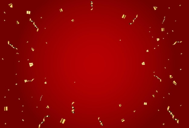 Party confetti and gold ribbon holiday background. vector illustration eps10