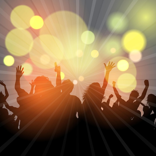 Premium Vector | Party crowd on a bokeh lights background