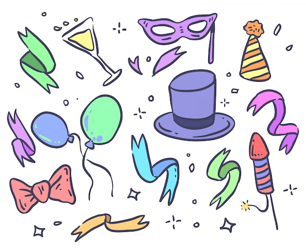 party day doodle . new year vector