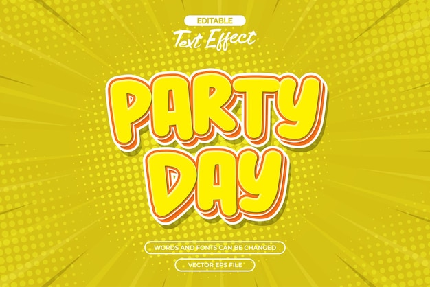 Vector party day text effect