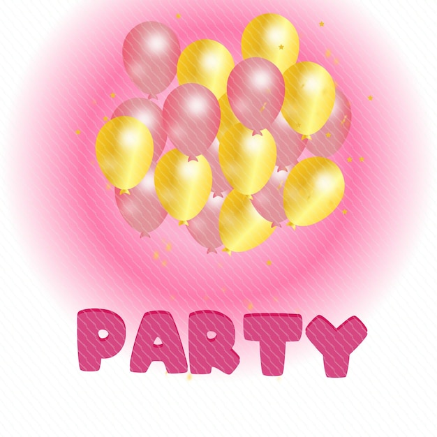 украшения для вечеринки фон воздушные шары с цветком в бумажном стиле премиум вектор