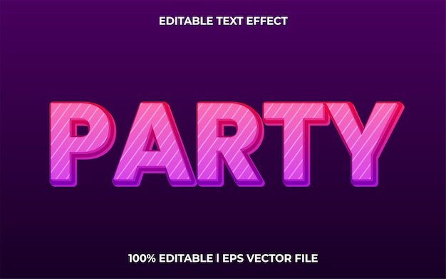 Party editable text effect, lettering typography font style, esport 3d trendy for tittle