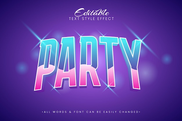 Vector party editable text style effect retro illustrator text effect