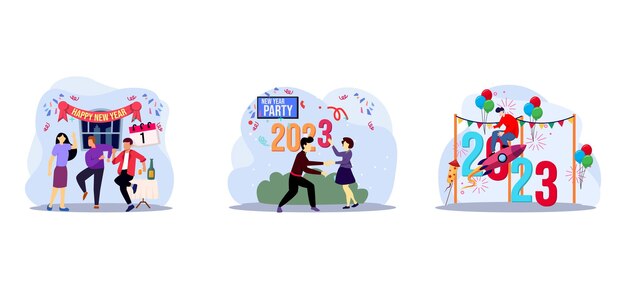 Party End of Year Flat Bundle Design