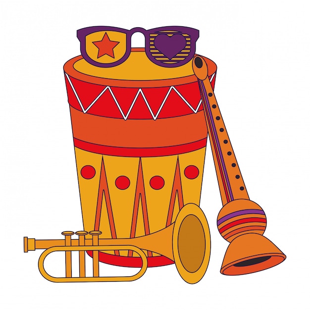 Party festive instruments carnival cartoon