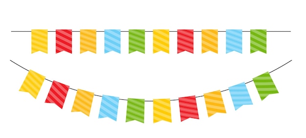 Party flag garland set isolated