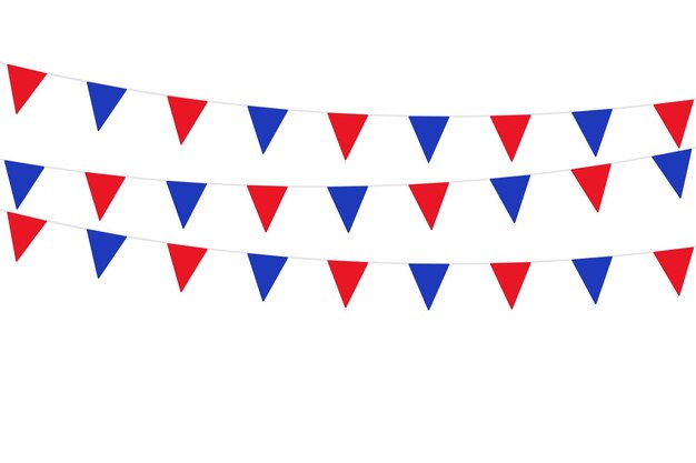 Vector party flags usa colors over white background illustration