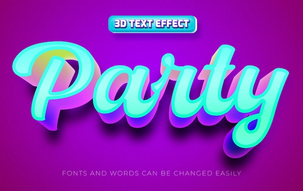 Vector party fun 3d editable text effect style