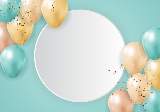 Party Glossy Balloons and confetti frame template