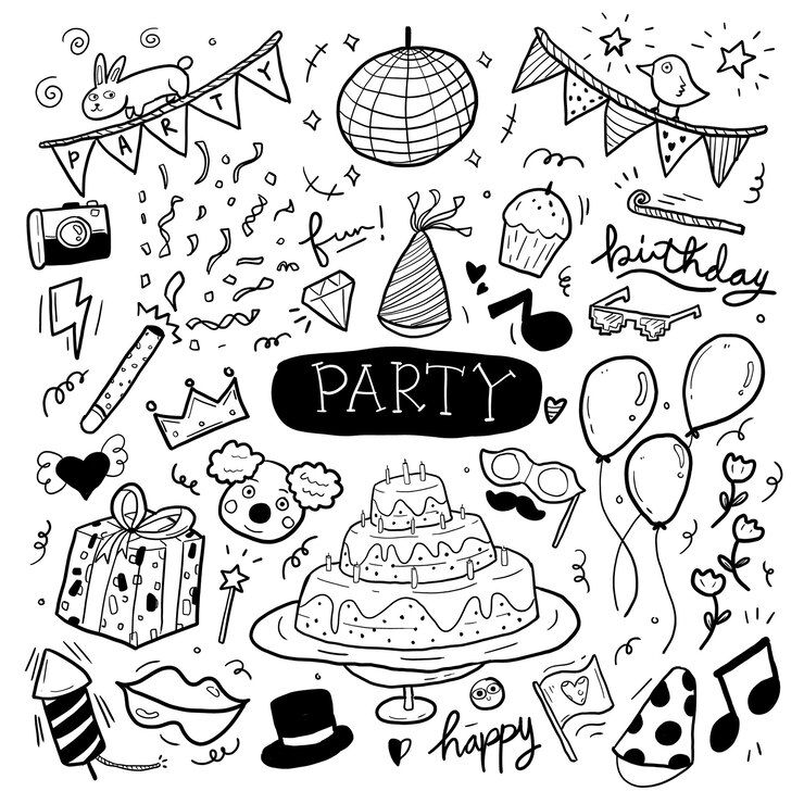 PARTY HAND DRAWN DOODLE ILLUSTRATION
