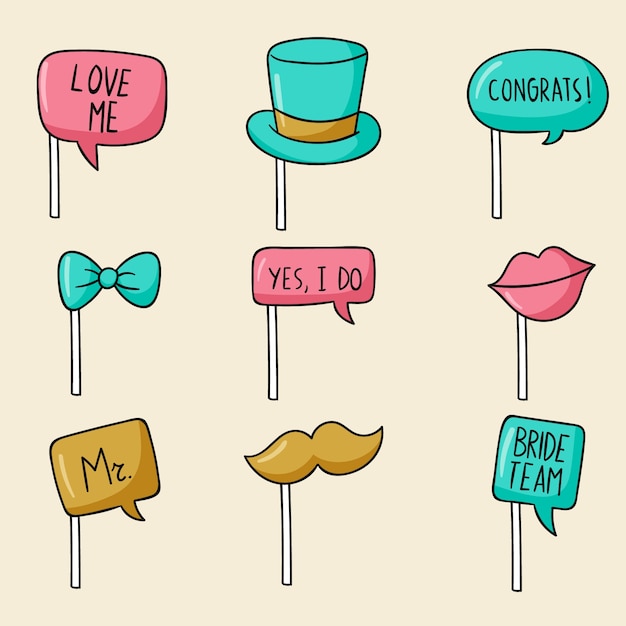 party hand drawn photo booth props