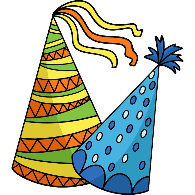 Vector party hat cartoon colored clipart illustration