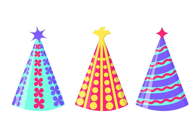 Party hat set isolated on a white Vector illustration