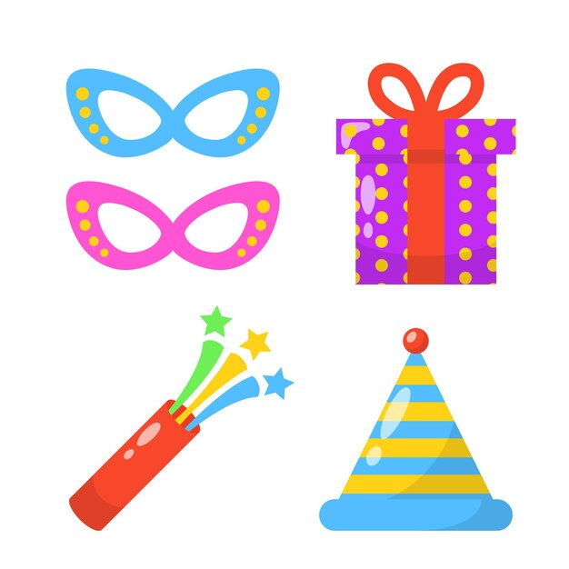 Party Icon Pack Collections with Hat and Confetti.