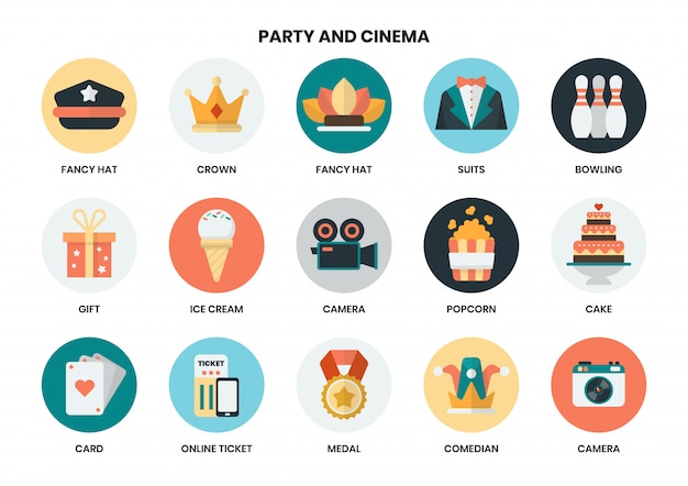 Party icons set for business