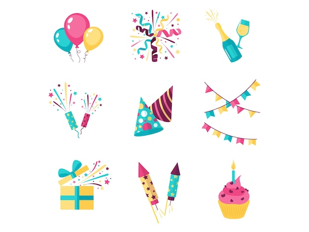 party icons set vector