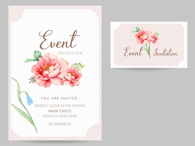 Vector party invitation and business card design watercolor style