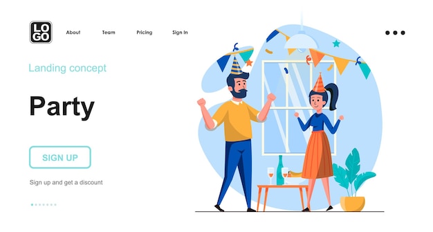 Vector party landing page template