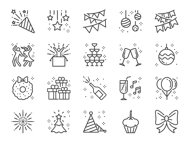 Party line icon set.