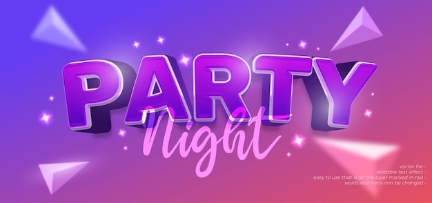 Party night custom text with 3d style editable text effect