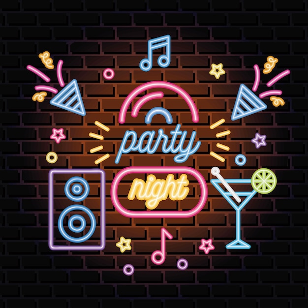 Party night neon lettering