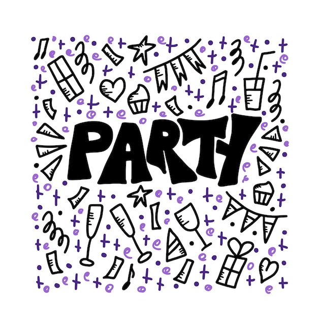 Party poster met lettering Vector illustratie