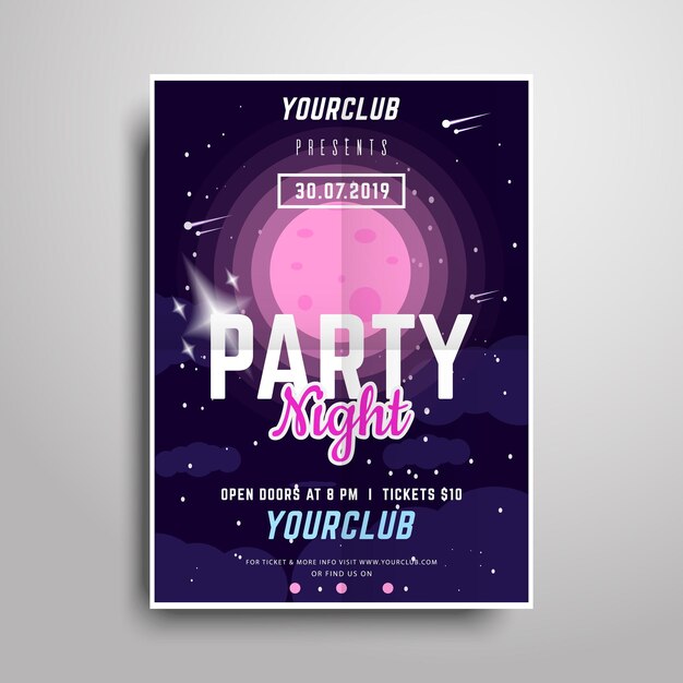 Vector party poster templatenight party vertical flyer sample