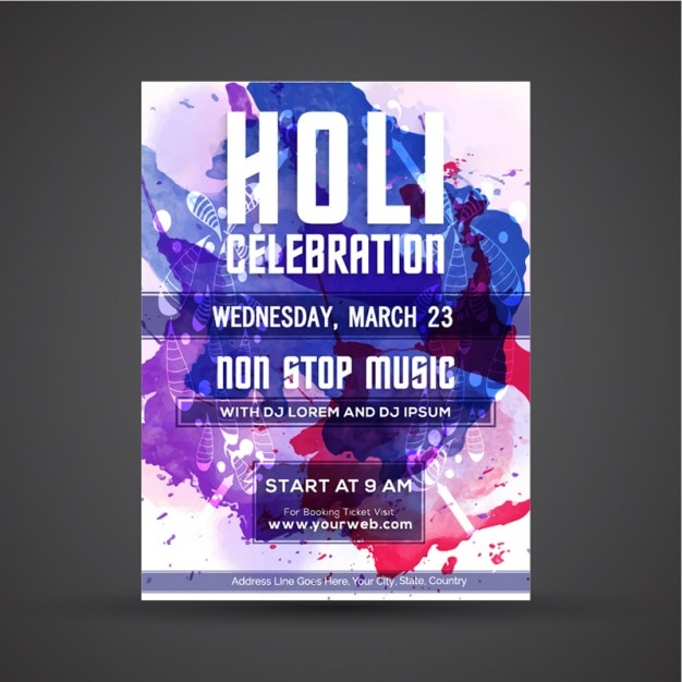 Vector party poster with abstract shapes for holi festival