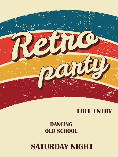 Vector party posters in retro style, music design, vintage disco dance