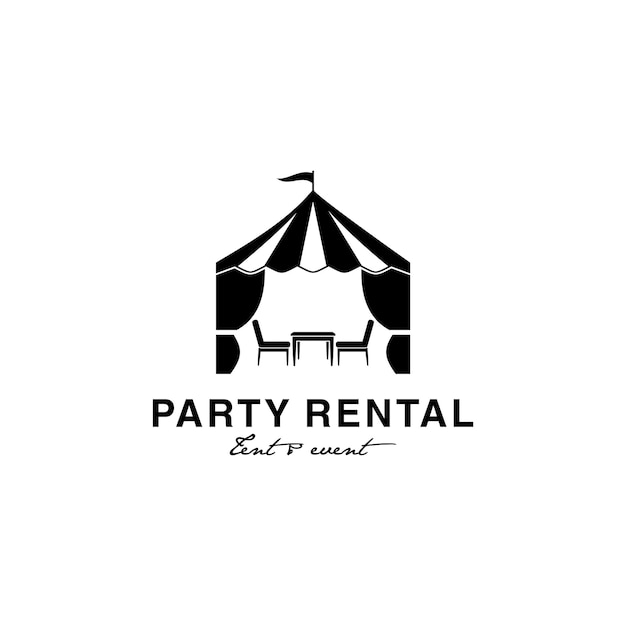 party rental tent event vector logo design